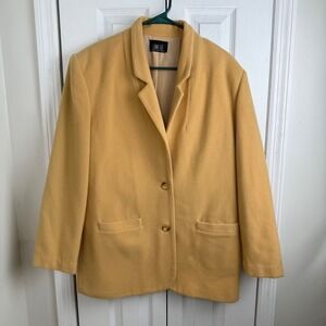 Lana Lee Vintage Wool Cashmere Blazer Jacket Mustard Yellow Classic Size‎ 12